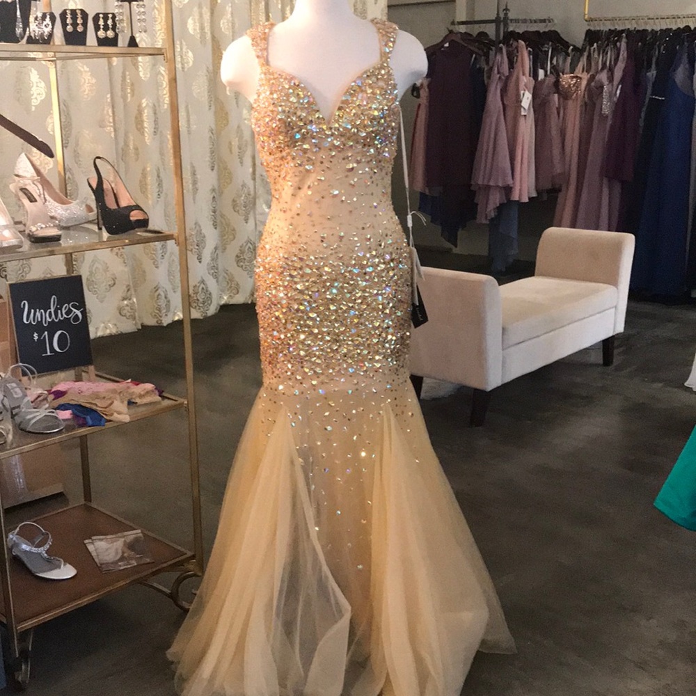 Gold pageant prom dress
